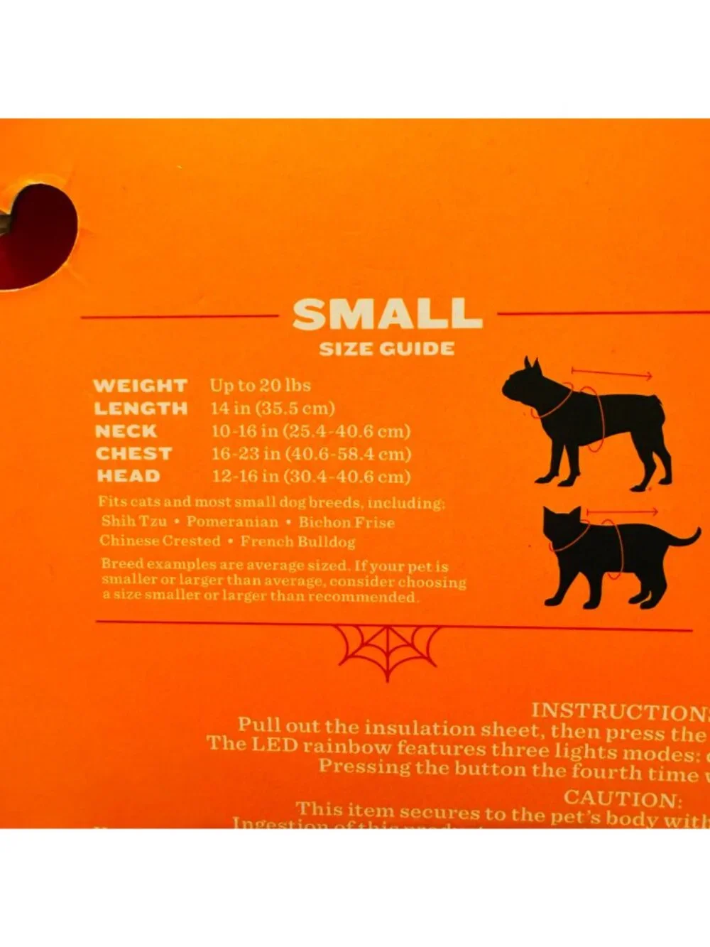 Light up rainbow Halloween Costume Size small dog and cat